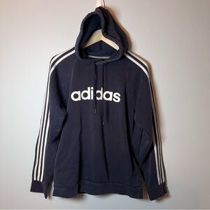 Adidas Navy Blue 3 Stripe Men’s M Pullover Soft Fleece Hoodie Sweatshirt
